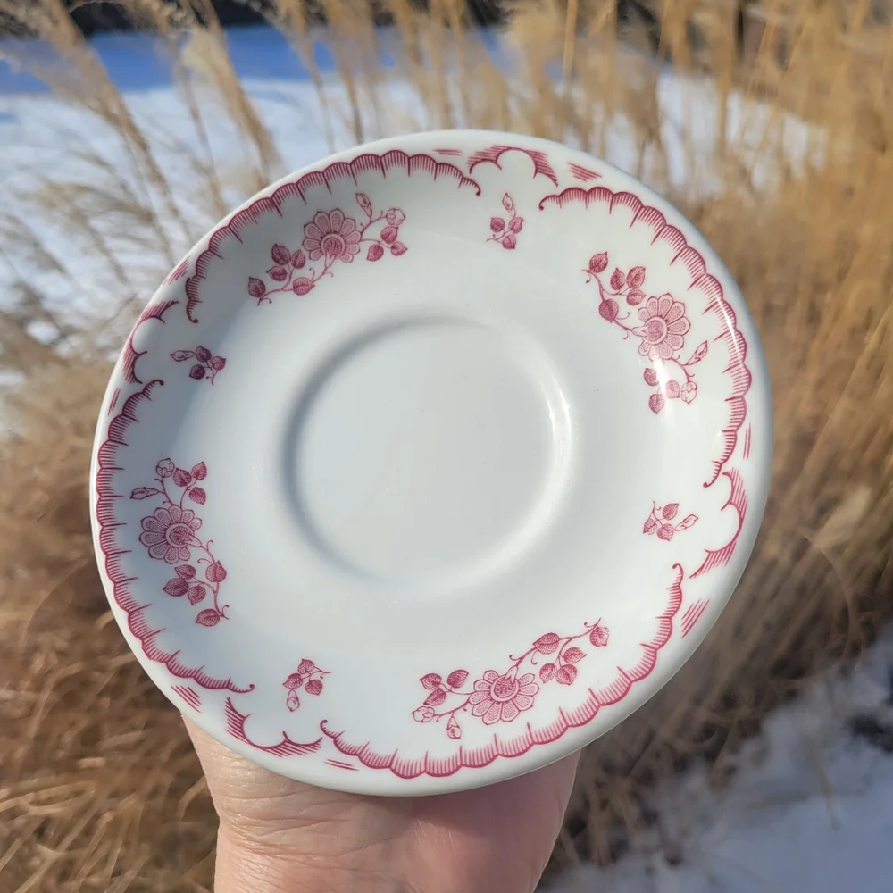 Shenango China Chardon Rose Saucers (5) ~ Vintage 1950s ~ Restaurant Ware ~ GUC